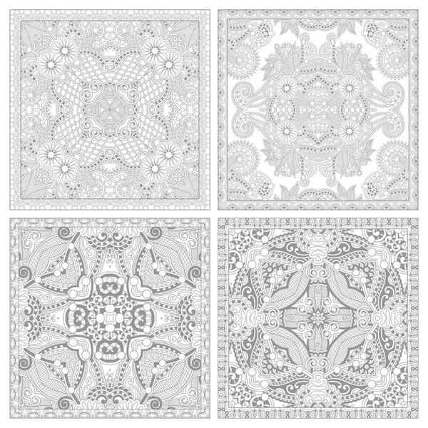 Unique coloring book square page set for adults — ストックベクタ