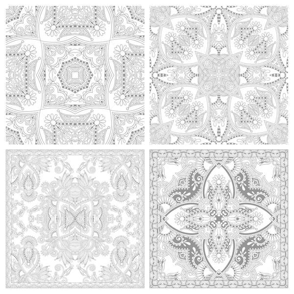 Unique coloring book square page set for adults — ストックベクタ