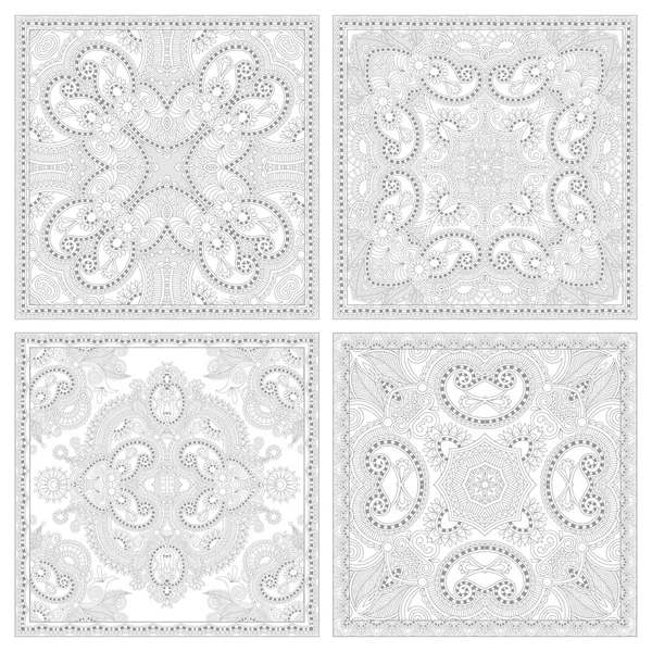 Unique coloring book square page set for adults — Stockový vektor