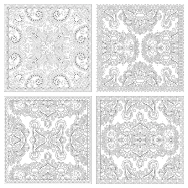 Unique coloring book square page set for adults — Stockvector