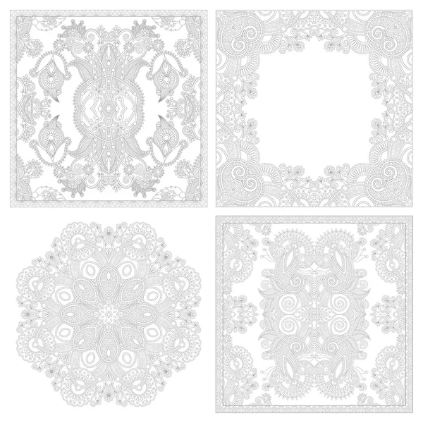 Unique coloring book square page set for adults — 图库矢量图片