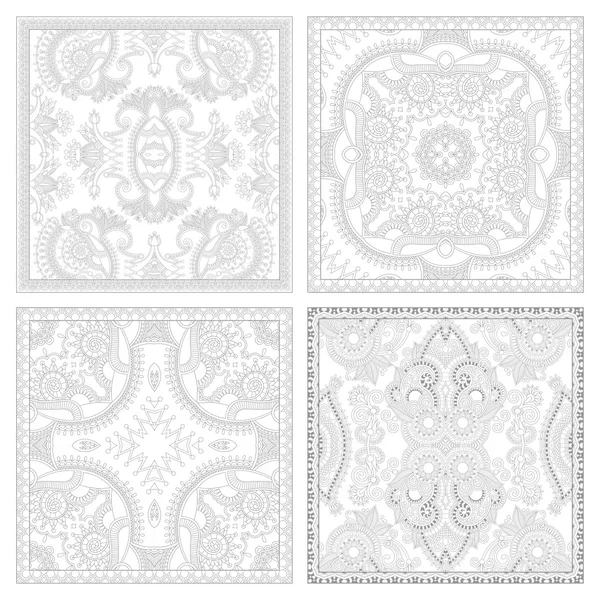 Unique coloring book square page set for adults — Stock vektor