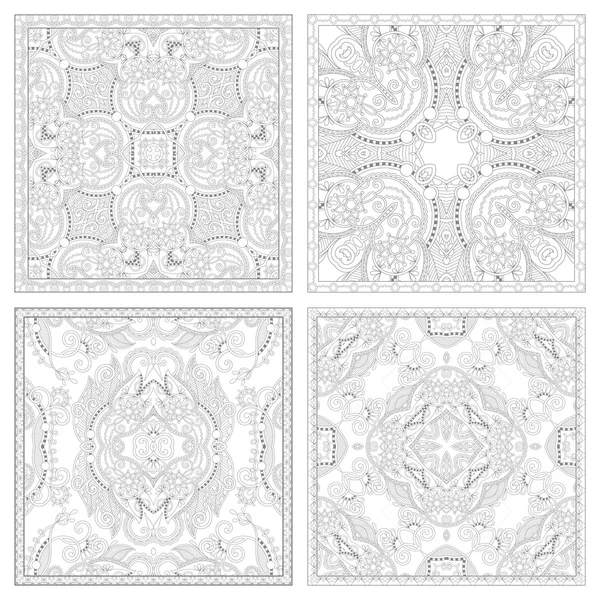 Unique coloring book square page set for adults — Stockvector