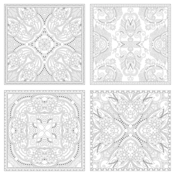 Unique coloring book square page set for adults — Stockový vektor
