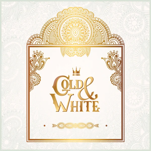 Elegante fondo ornamental floral con inscripción Oro y W — Vector de stock