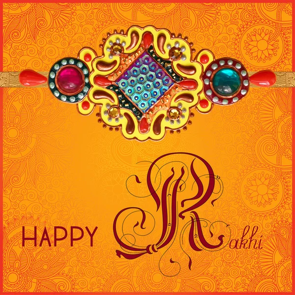 Tarjeta de felicitación feliz Rakhi para vacaciones indias Raksha Bandhan — Archivo Imágenes Vectoriales