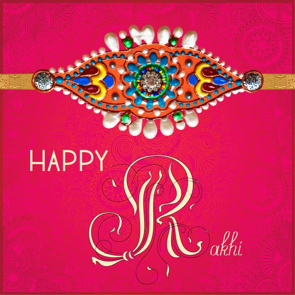 Tarjeta de felicitación feliz Rakhi para vacaciones indias Raksha Bandhan — Archivo Imágenes Vectoriales