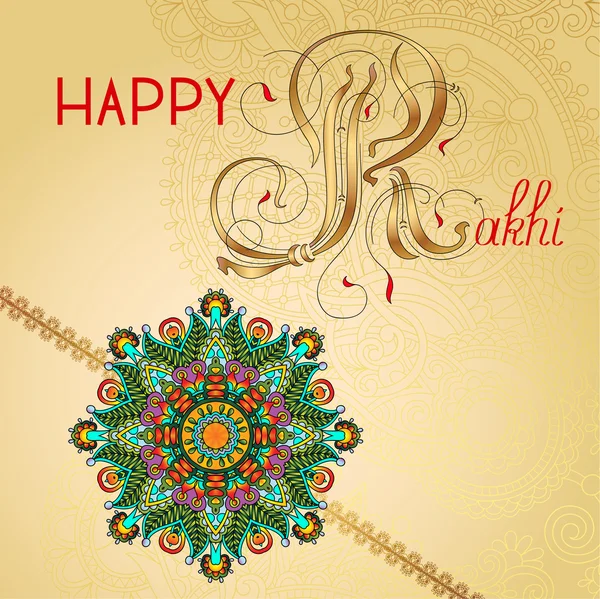 Tarjeta de felicitación feliz Rakhi para vacaciones indias Raksha Bandhan — Vector de stock