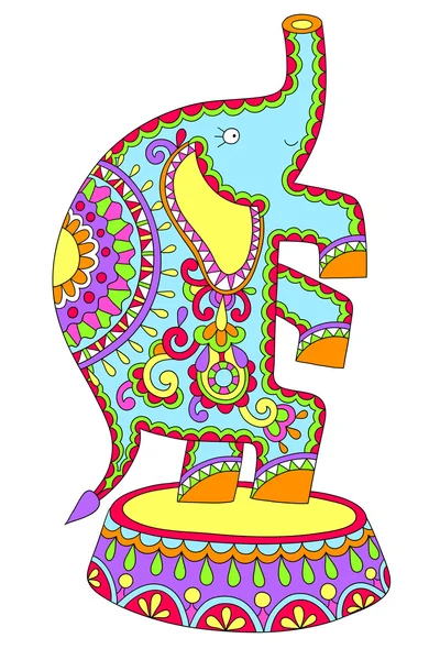 Colored drawing of circus theme - elephant performance — 图库矢量图片