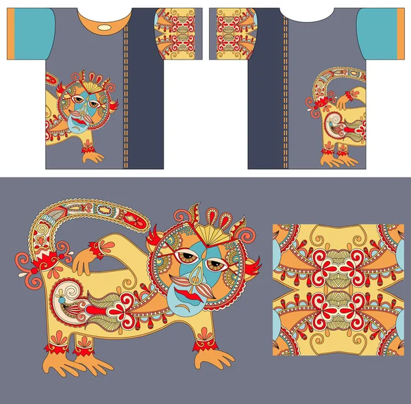 Дизайн футболки с уникальным декоративным животным — стоковый вектор