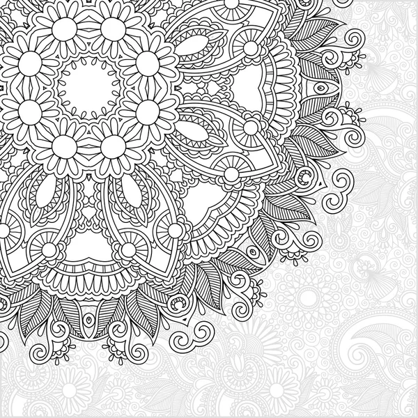 Página cuadrada libro para colorear único para adultos - c auténtico floral — Vector de stock