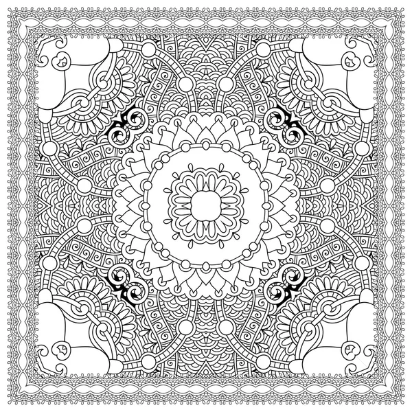 Unique coloring book square page for adults - floral authentic c — Stock Vector