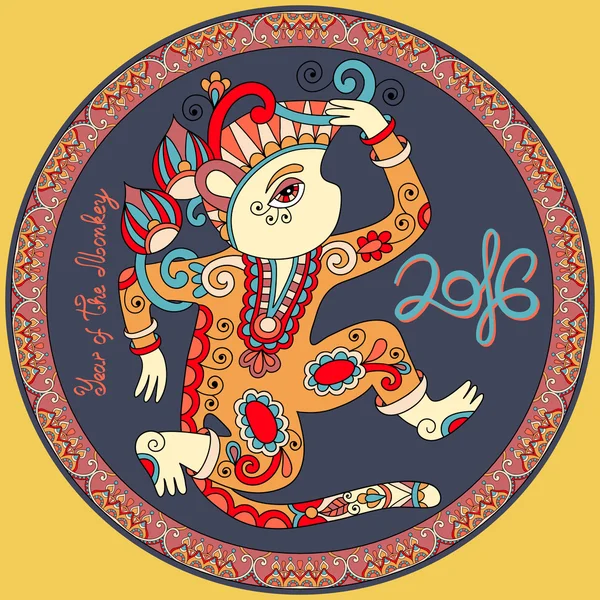 Dekoratif maymun ile yeni yıl kutlama için özgün tasarım — Stok Vektör