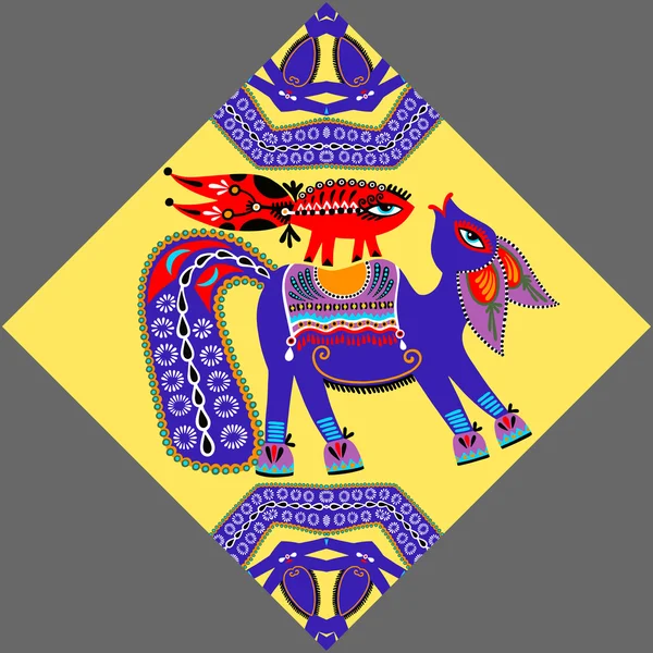 Decorative ethnic folk animals in Ukrainian traditional karakoko — 图库矢量图片