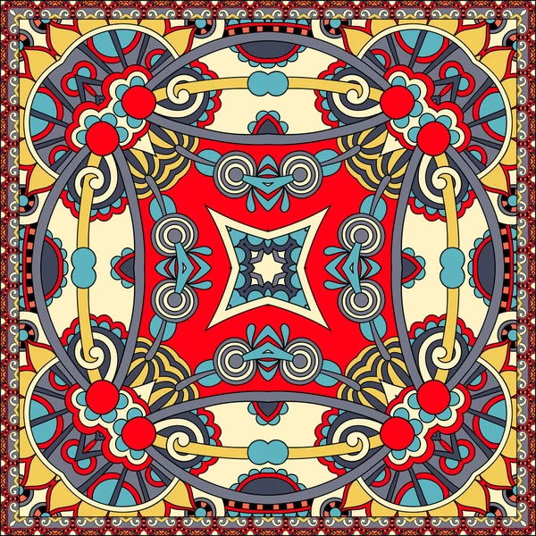 Bandana paisley floral ornamental tradicional. Adorno cuadrado — Vector de stock