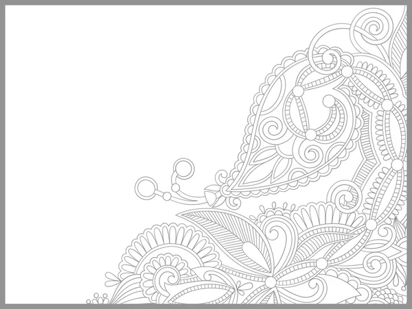 Unique coloring book page for adults - flower paisley design — Stock Vector