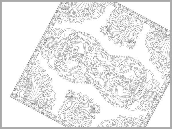 Unique coloring book page for adults - flower paisley design — Stock Vector