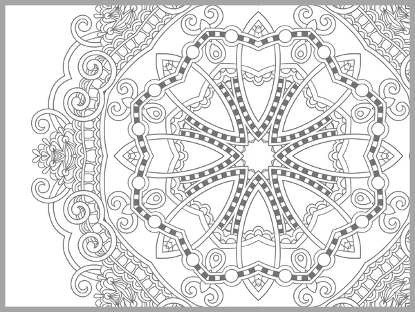 Unique coloring book page for adults - flower paisley design — Stock Vector