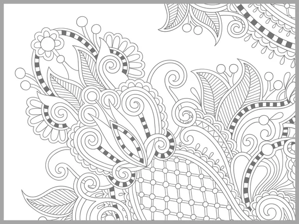Unique coloring book page for adults - flower paisley design — Stock Vector