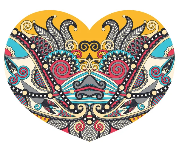Forma de coração de renda com design paisley floral étnico para Valentine — Vetor de Stock