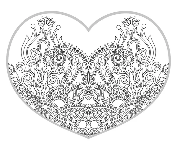 Heart shaped pattern for adult and older children coloring book — Stock Vector