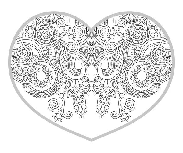 Modèle en forme de coeur pour adultes et enfants plus âgés livre à colorier — Image vectorielle