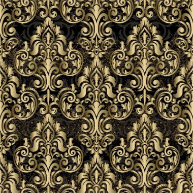 Viktorya dönemi kusursuz desen. Damask duvar kağıdı. Siyah renk.
