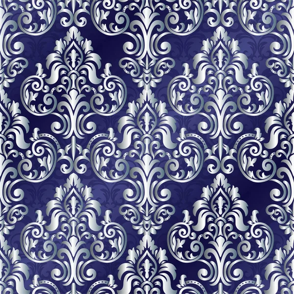 Naadloze Achtergrond Van Blauwe Kleur Stijl Van Barok Damast Behang — Stockfoto