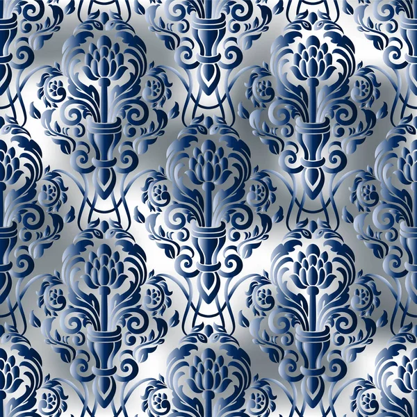 Vector Vintage Floral Seamless Pattern Element Damask Wallpaper Islam Turkish — Stock Vector