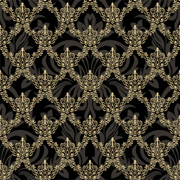 Seamless Damask Pattern Background Wallpaper Design Damask Wallpaper Black Gold — Stock Photo, Image