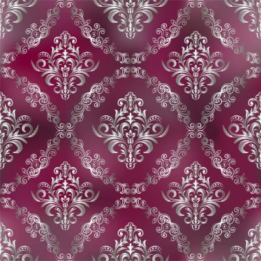 Klasik çiçek desensiz desen elementi. Damask duvar kağıdı. mor renk