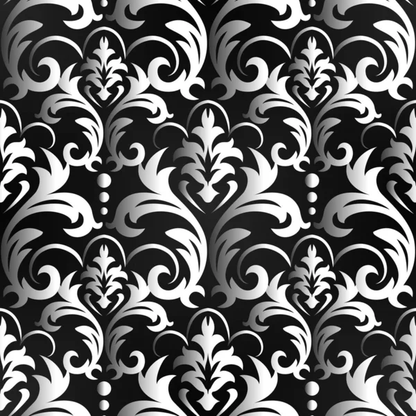 Безшовний Візерунок Фону Або Дизайну Шпалер Дамаські Шпалери Чорно Білий — стоковий вектор