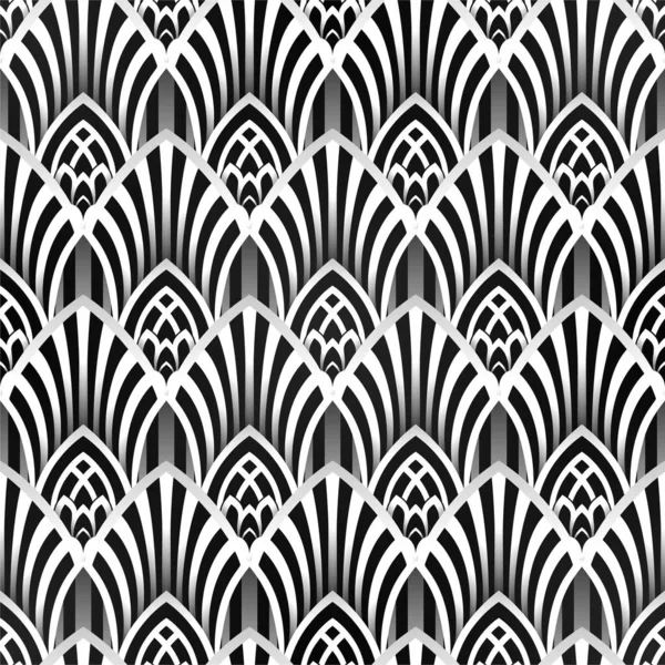 Naadloze Vectorachtergrond Art Deco Patroon Zwart Wit Kleur — Stockvector