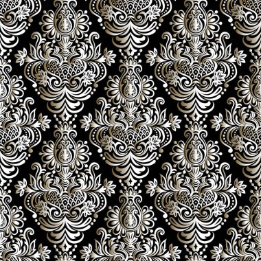 Kusursuz oryantal desen. Vector vintage çiçeksiz desen elementi. Damask duvar kağıdı.