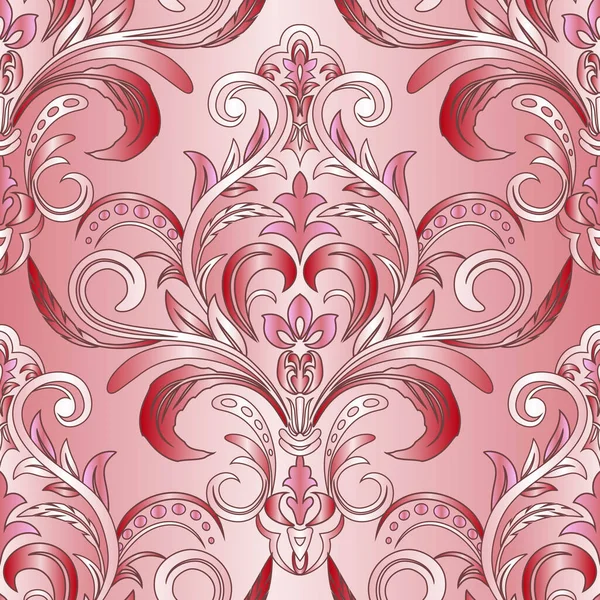 Damast behang. Vector vintage bloemen naadloos patroon element. roze kleur — Stockvector