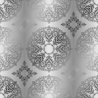 Kusursuz oryantal desen. Mandala. Klasik dekoratif unsur. gümüş rengi