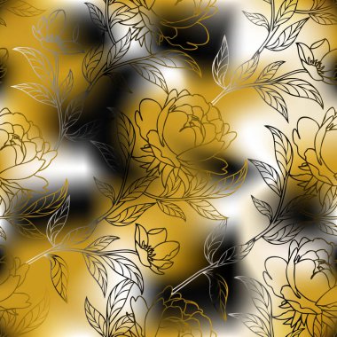 Çiçek arkaplanı olan kusursuz bir desen. Çiçekli eski duvar kâğıdı.