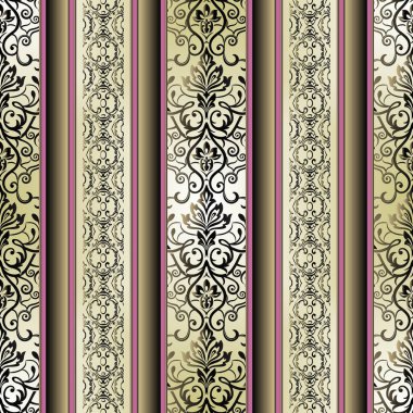 Damask Duvar Kağıdı. Klasik Şablon. Viktorya tarzında vektörsüz sınır.