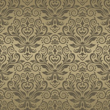 Damask çiçeksiz arkaplan deseni. Vektör illüstrasyonu