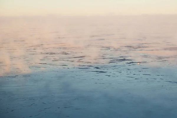 Mar Invierno Brumoso Día Soleado Ártico Mar Blanco Asentamiento Onega — Foto de Stock