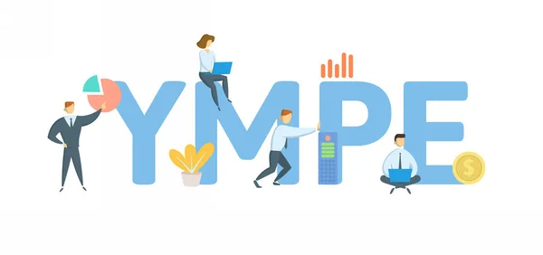 YMPE, Jaar Maximum Pensionable Verdiensten. Concept met trefwoord, mensen en pictogrammen. Platte vectorillustratie. geïsoleerd op wit. — Stockvector