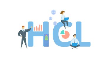 HCL, Gizli Maliyetler ve Kayıplar. Anahtar sözcükler, insanlar ve ikonlar ile kavram. Düz vektör çizimi. Beyazda izole edilmiş.