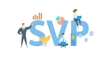 Kıdemli Başkan Yardımcısı, Kıdemli Başkan Yardımcısı. Anahtar sözcükler, insanlar ve ikonlar ile kavram. Düz vektör çizimi. Beyazda izole edilmiş.