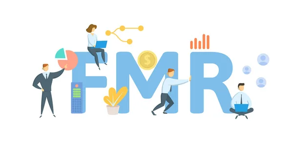 FMR, skälig marknadshyra. Begreppet nyckelord, människor och ikoner. Platt vektor illustration. Isolerad på vitt. — Stock vektor