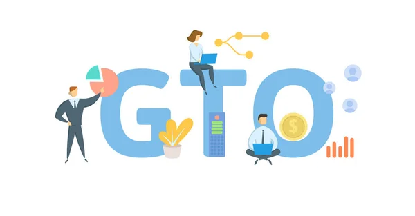 GTO, Organización de Formación de Grupos. Concepto con palabras clave, personas e iconos. Ilustración vectorial plana. Aislado sobre blanco. — Vector de stock