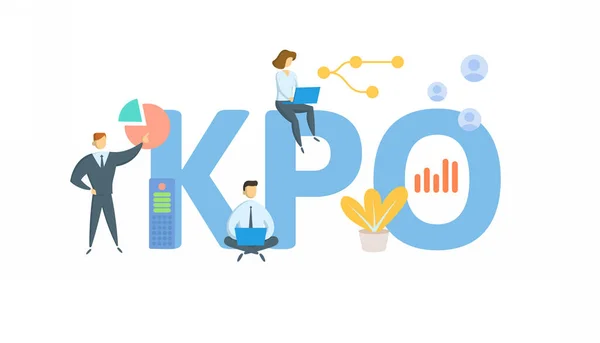 KPO, Kennisproces Outsourcing. Concept met trefwoord, mensen en pictogrammen. Platte vectorillustratie. geïsoleerd op wit. — Stockvector