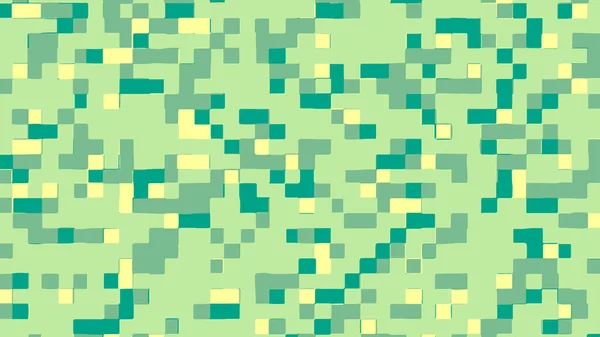 Abstrakter quadratischer Pixelhintergrund in grünen und gelben Farben. Vektorillustration. — Stockvektor