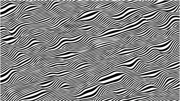 Wavy striped surface. Black and white lines with ripples effect. Vector background. — Stock Vector