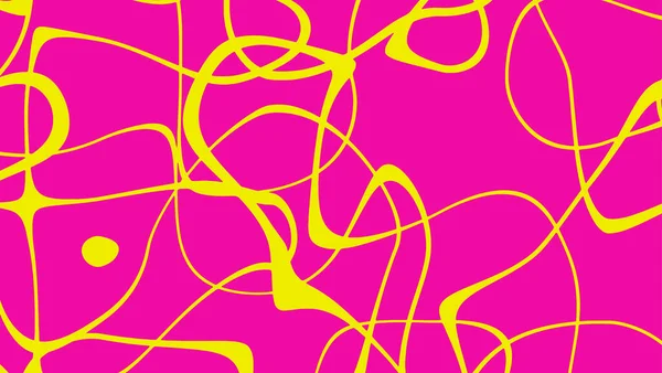 Lignes et contours jaunes aléatoires sur fond rose. Illustration vectorielle abstrait. — Image vectorielle