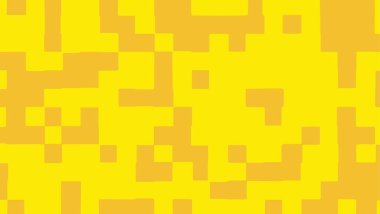 Sarı ve turuncu renklerde soyut kare pikseller. Vektör illüstrasyonu.